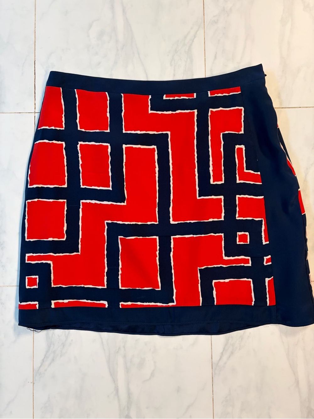 Alice & Trixie Red and Navy Geometric Mini Skirt